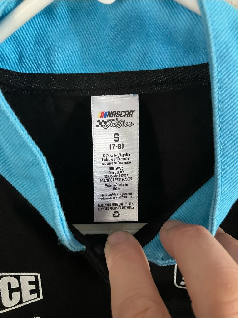 Justice Girls' Black & Aqua Blue Racing Puff Jacket
